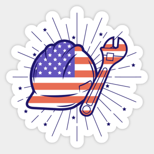 4th July Blue Collar Workers Tribute Sticker